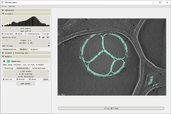 A view of the user interface in the Models stage